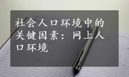 社会人口环境中的关键因素：网上人口环境