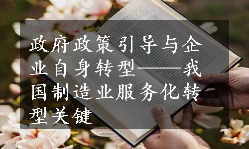 政府政策引导与企业自身转型——我国制造业服务化转型关键