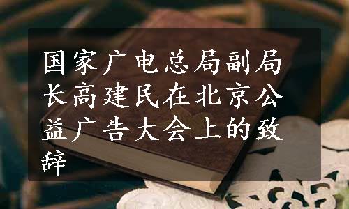 国家广电总局副局长高建民在北京公益广告大会上的致辞