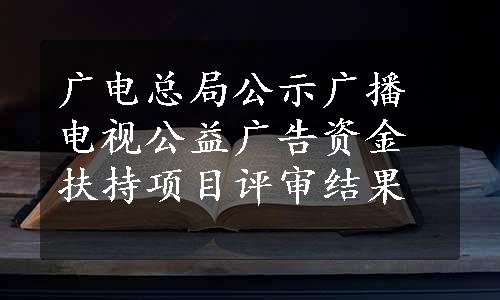 广电总局公示广播电视公益广告资金扶持项目评审结果