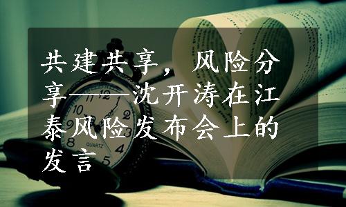 共建共享，风险分享——沈开涛在江泰风险发布会上的发言