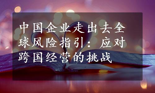 中国企业走出去全球风险指引：应对跨国经营的挑战