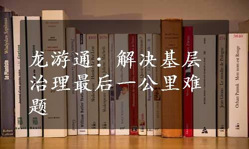 龙游通：解决基层治理最后一公里难题