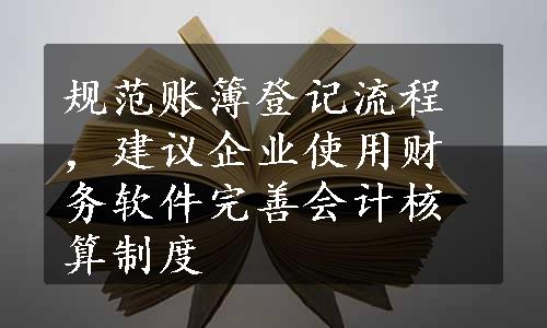 规范账簿登记流程，建议企业使用财务软件完善会计核算制度