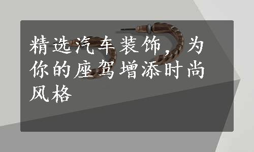 精选汽车装饰，为你的座驾增添时尚风格