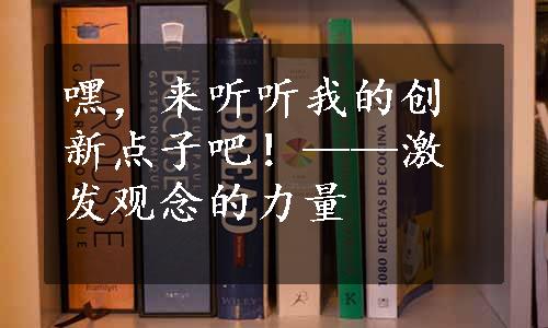 嘿，来听听我的创新点子吧！——激发观念的力量