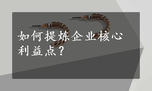 如何提炼企业核心利益点？