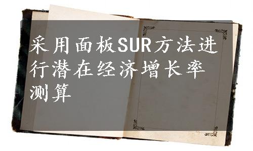 采用面板SUR方法进行潜在经济增长率测算