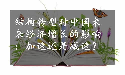 结构转型对中国未来经济增长的影响：加速还是减速？