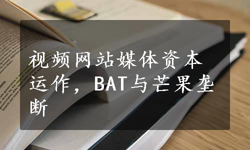 视频网站媒体资本运作，BAT与芒果垄断