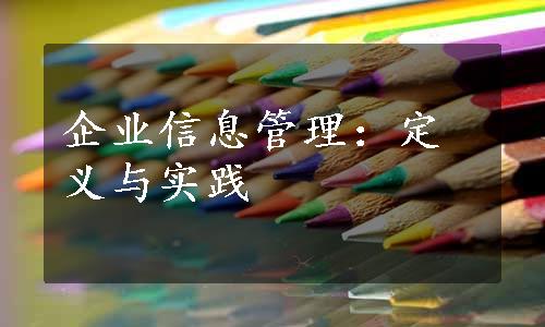 企业信息管理：定义与实践