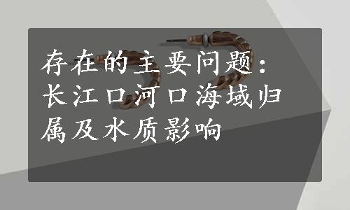 存在的主要问题：长江口河口海域归属及水质影响