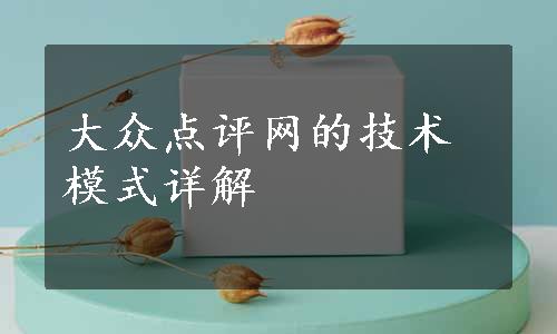 大众点评网的技术模式详解