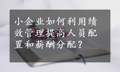 小企业如何利用绩效管理提高人员配置和薪酬分配？