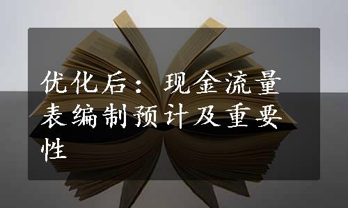 优化后：现金流量表编制预计及重要性