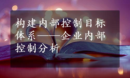 构建内部控制目标体系——企业内部控制分析