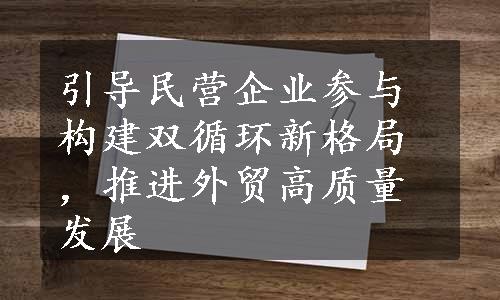 引导民营企业参与构建双循环新格局，推进外贸高质量发展