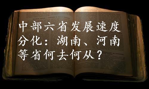 中部六省发展速度分化：湖南、河南等省何去何从？