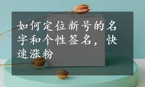 如何定位新号的名字和个性签名，快速涨粉