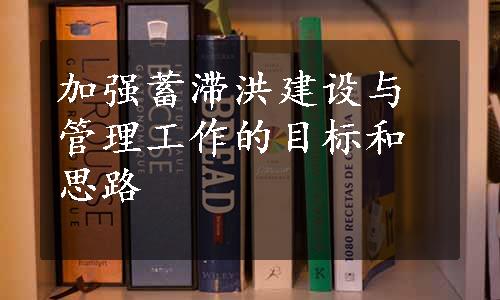 加强蓄滞洪建设与管理工作的目标和思路