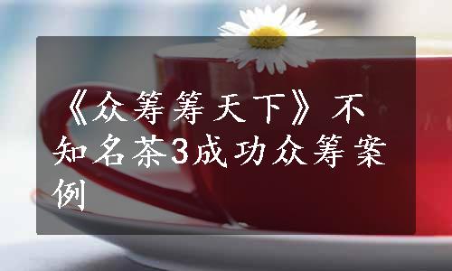 《众筹筹天下》不知名茶3成功众筹案例