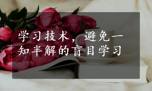 学习技术，避免一知半解的盲目学习