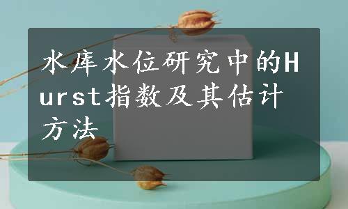 水库水位研究中的Hurst指数及其估计方法