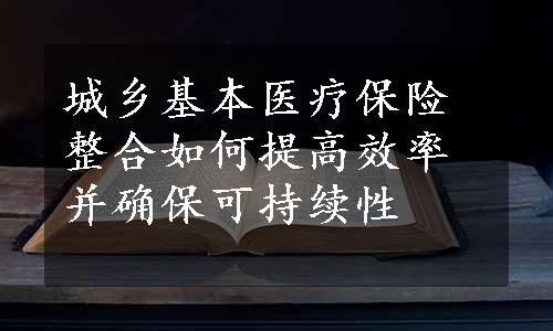 城乡基本医疗保险整合如何提高效率并确保可持续性