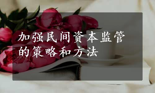 加强民间资本监管的策略和方法