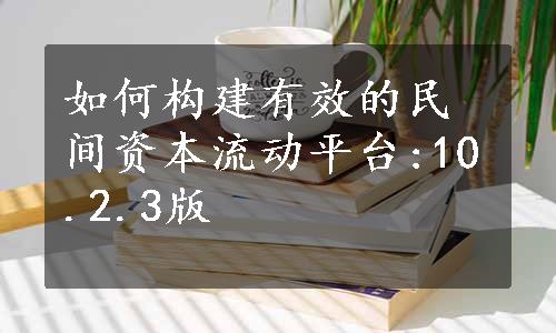 如何构建有效的民间资本流动平台:10.2.3版