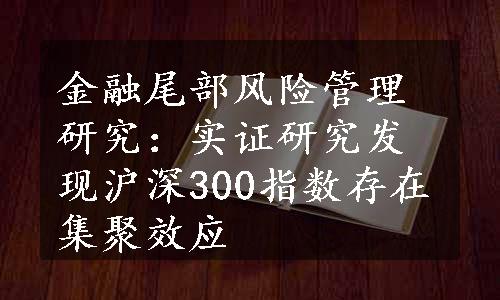 金融尾部风险管理研究：实证研究发现沪深300指数存在集聚效应