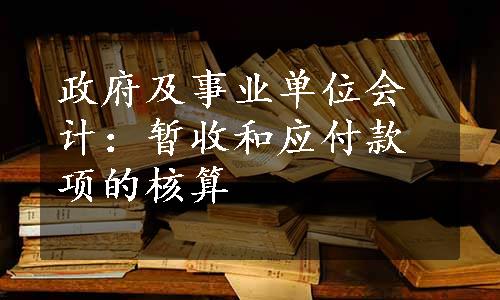 政府及事业单位会计：暂收和应付款项的核算