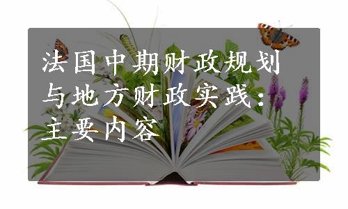 法国中期财政规划与地方财政实践：主要内容