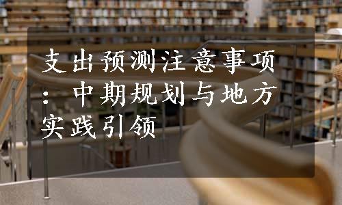 支出预测注意事项：中期规划与地方实践引领