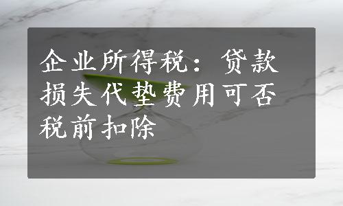 企业所得税：贷款损失代垫费用可否税前扣除