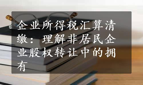 企业所得税汇算清缴：理解非居民企业股权转让中的拥有