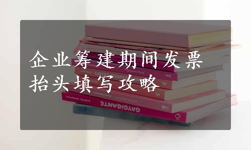 企业筹建期间发票抬头填写攻略