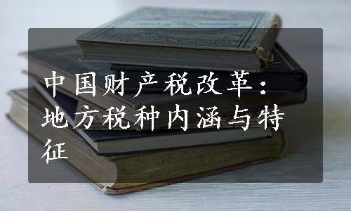 中国财产税改革：地方税种内涵与特征