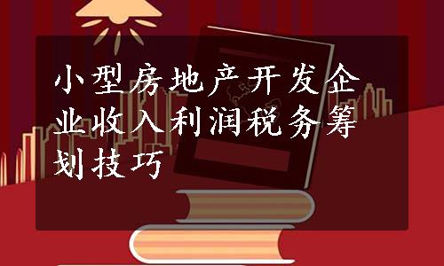 小型房地产开发企业收入利润税务筹划技巧