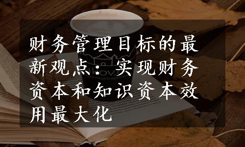 财务管理目标的最新观点：实现财务资本和知识资本效用最大化