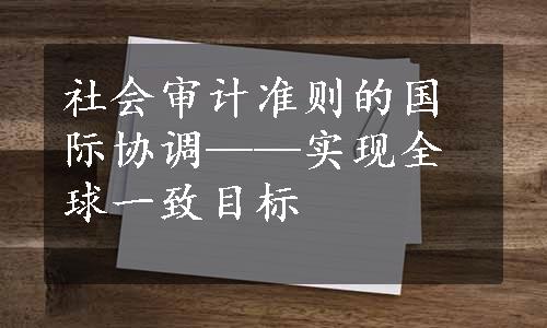 社会审计准则的国际协调——实现全球一致目标