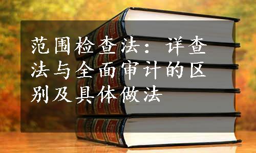 范围检查法：详查法与全面审计的区别及具体做法