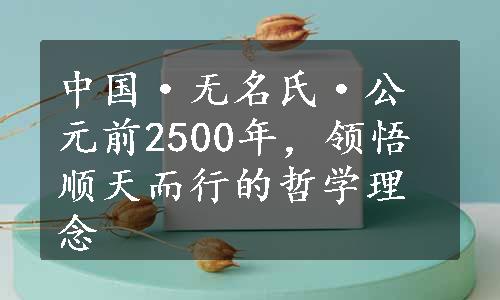 中国·无名氏·公元前2500年，领悟顺天而行的哲学理念