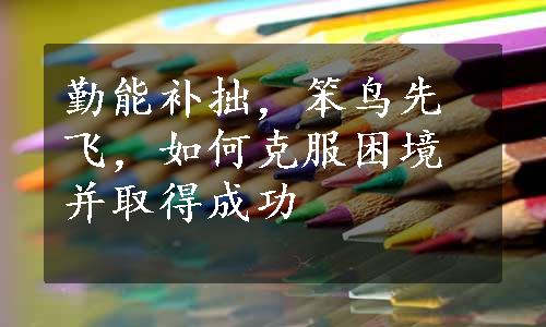 勤能补拙，笨鸟先飞，如何克服困境并取得成功