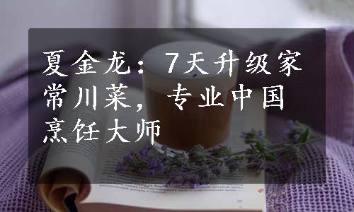 夏金龙：7天升级家常川菜，专业中国烹饪大师