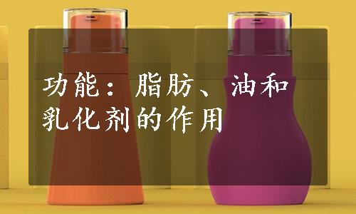 功能：脂肪、油和乳化剂的作用