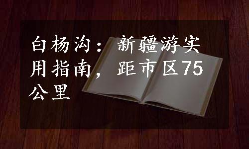 白杨沟：新疆游实用指南，距市区75公里