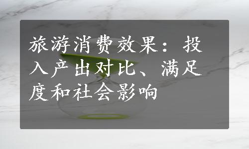 旅游消费效果：投入产出对比、满足度和社会影响