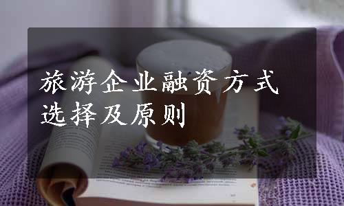 旅游企业融资方式选择及原则