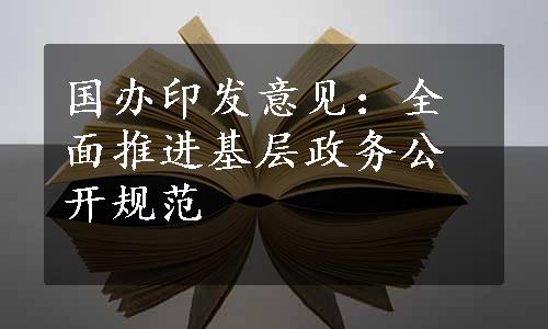 国办印发意见：全面推进基层政务公开规范